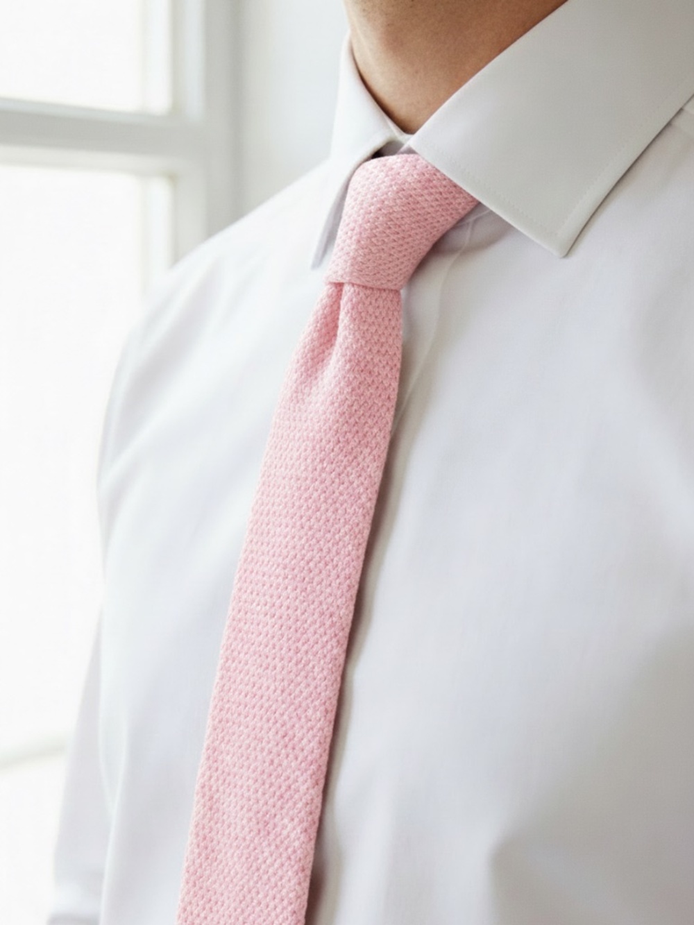 John Henric Milano Pink Knitted Silk Tie